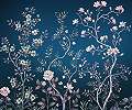 Kék romantikus botanikus mintás fali poszter