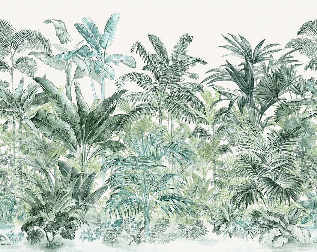 Vlies fotótapéta zöldes modern dzsungel mintával