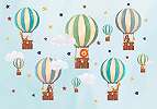 Gyerekszobai fali poszter légballon és kedves állat mintákkal 368x254 vlies