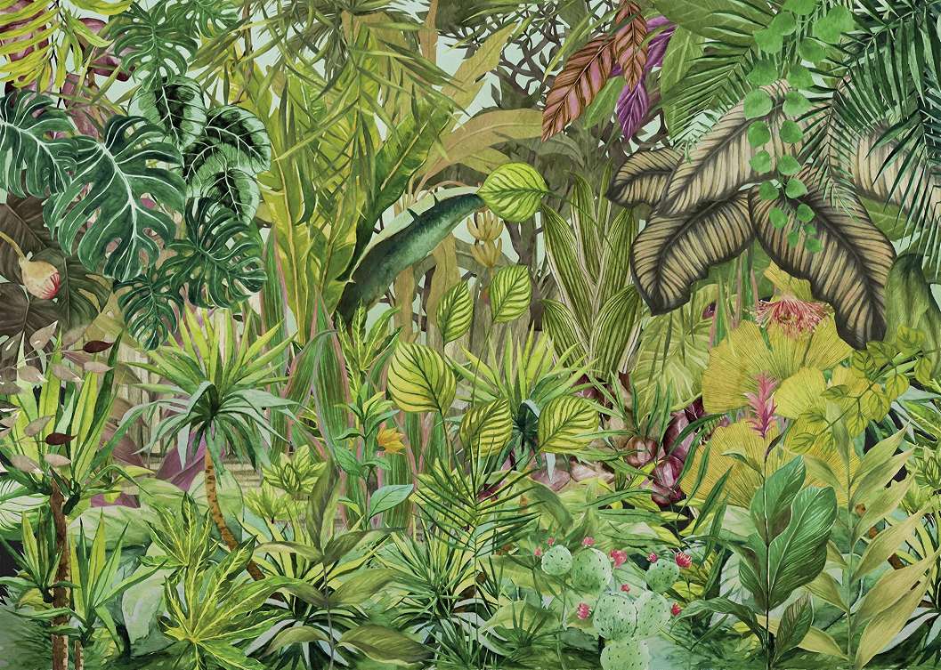 Vlies poszter tapéta zöld egzotikus dszungel mintával