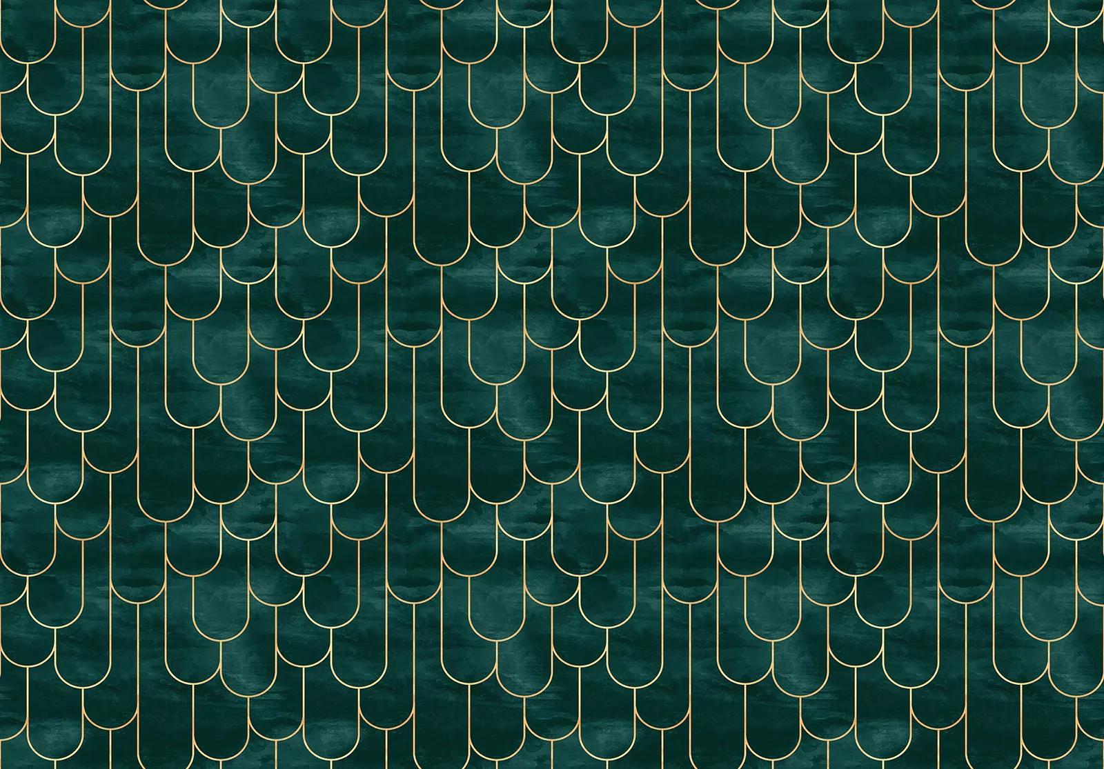 Fali poszter zöld art deco hangulatú csempe mintával 368x254 vlies
